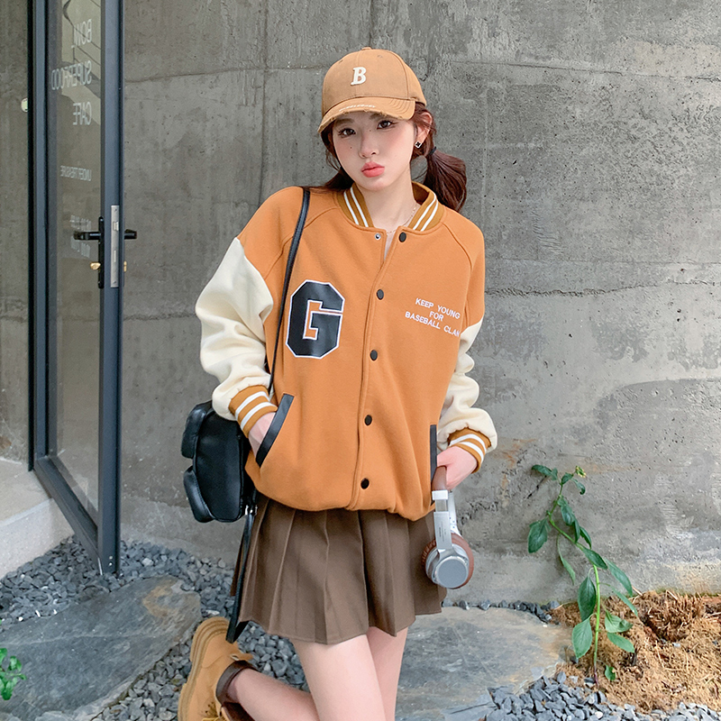 现货美式拼接棒球服外套女091A2321P145控198，女装短外套，浙宝091A
