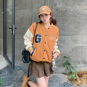现货美式拼接棒球服外套女091A2321P145控198，女装短外套，浙宝091A