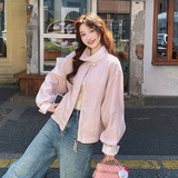 25秋新款老钱风亚麻绣花拼接翻领粉色外套091A-8842-p135k188，女装短外套，浙宝091A