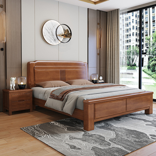 中式全实木榫卯结构储物床1米8单双人主卧家用经济型1.5m工厂直销