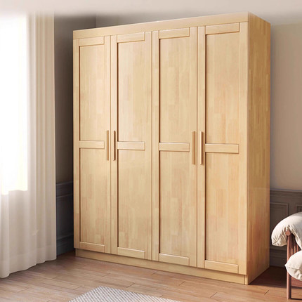 北欧日式全实木衣柜家用卧室工厂直销2门3门储物柜平开门置物橱柜