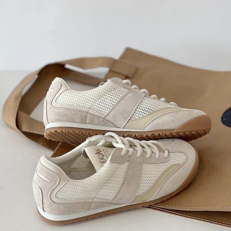 时尚网面透气平底德训鞋女款轻便软底软面运动休闲鞋平底阿甘鞋