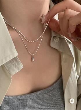 双层豆子金属项链女设计感小众复古个性简约百搭气质颈链锁骨链