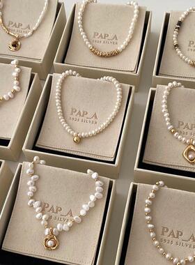 法式爱心碎银珍珠项链轻奢高级感锁骨链时尚百搭设计感气质项饰女