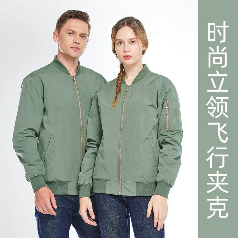美式飞行员夹克棒球服纯色立领商务男工作服风衣工装外套休闲工装