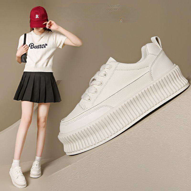 新品 小白鞋2025女鞋厚底新款百搭休闲松糕饼干板鞋,女鞋,休闲板鞋,淘宝优惠券,粉丝福利购,淘宝优惠卷