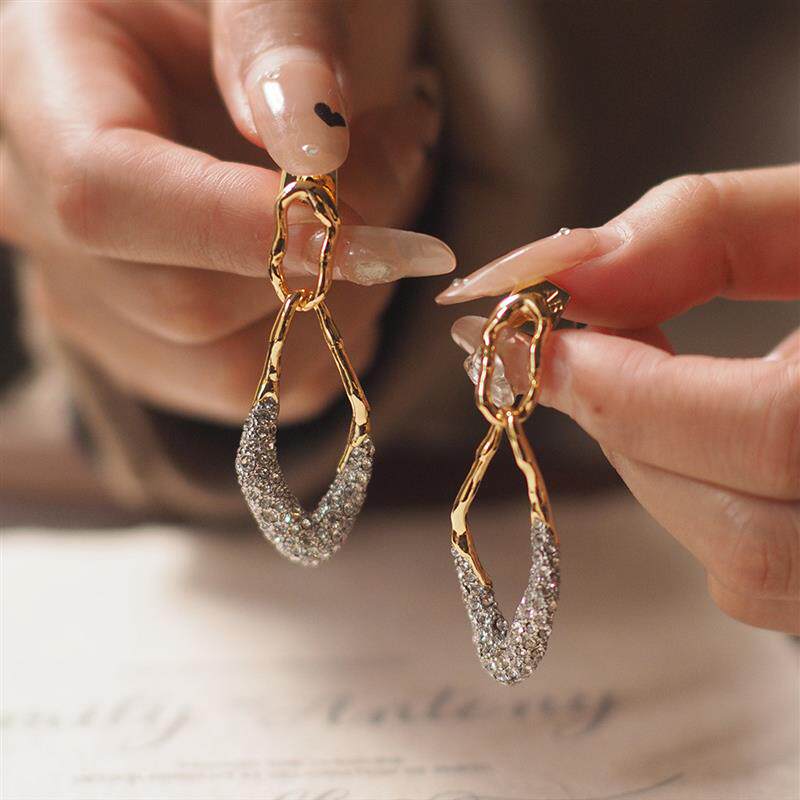 复古小众几何鬼才设计重工复古轻奢异形扭结麻花耳环耳夹无耳洞