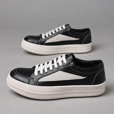 头层牛皮ro真皮男鞋小众设计潮牌时尚休闲男款面包鞋厚底皮鞋板鞋