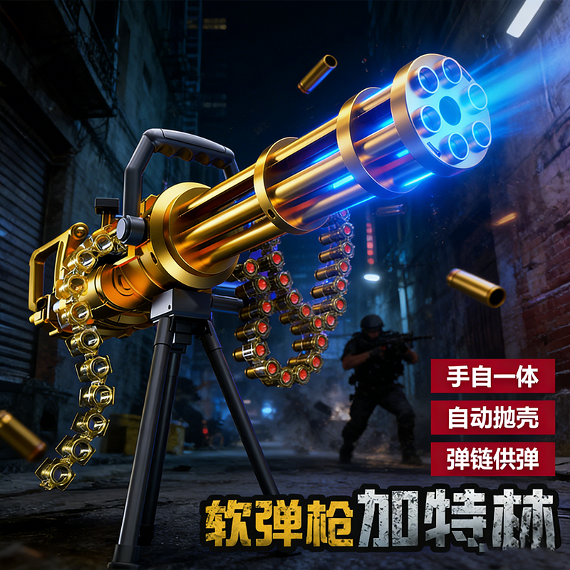 大号黄金加特林软弹枪机关枪儿童加特琳枪电动连发男孩玩具枪,玩具/童车/益智/积木/模型,电动玩具枪,淘宝优惠券,粉丝福利购,淘宝优惠卷