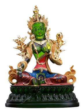 绿度母佛像摆件琉璃寺庙