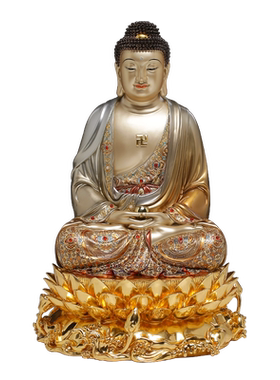 骏澜斋释迦牟尼佛像铜摆件如来阿弥陀佛三宝佛坐莲娑婆三圣神像