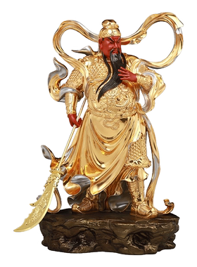 骏澜斋铜关公财神像武财神家居摆件伽蓝韦陀菩萨金彩镶宝佛像