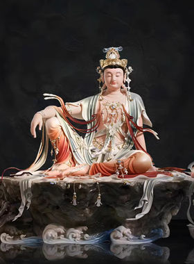 汉白玉水月观音菩萨佛像