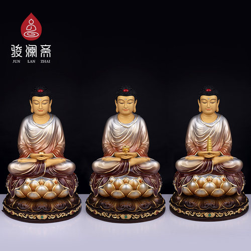 精炼黄铜古法铸造三宝佛像