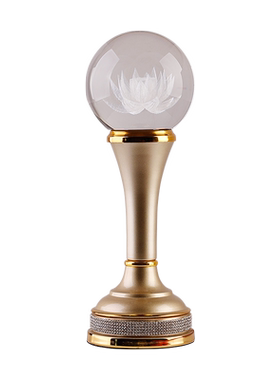 骏澜斋招财莲花灯圆球灯一对室内插电LED灯家用供佛灯水晶玻璃