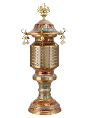 铜大号日式海藏灯家用供奉供灯LED插电寺庙大型佛前供佛珐琅彩色