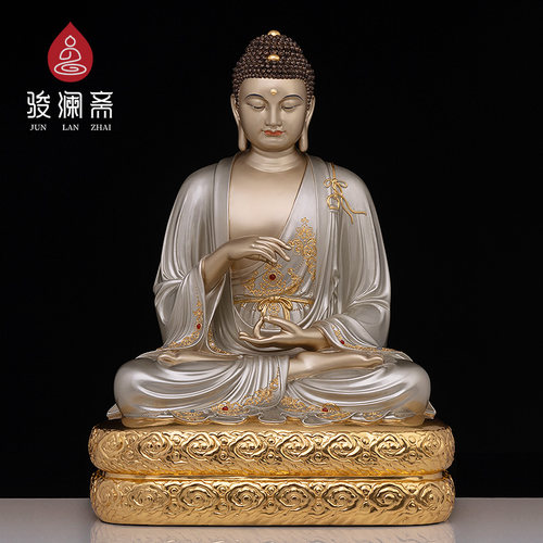 骏澜斋铜过去七佛像摆件掐丝银彩镶宝拘那含牟尼佛供奉家用神像 - 封面