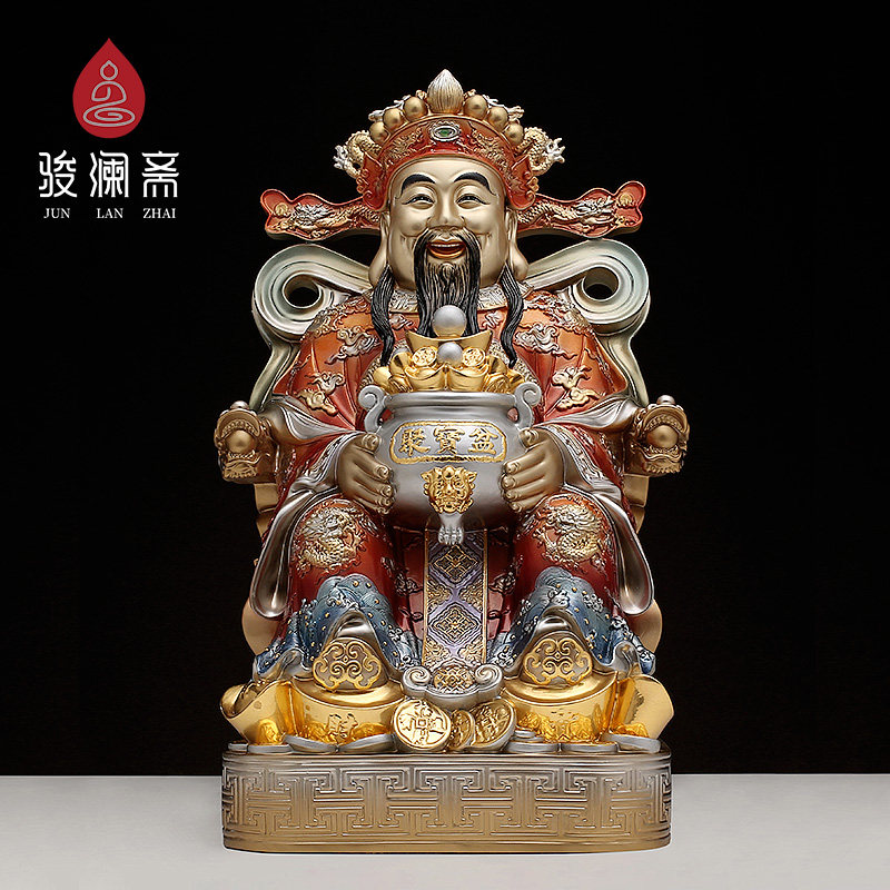 骏澜斋财神爷神像供奉招财家用铜文武财神爷佛像办公室摆件大全