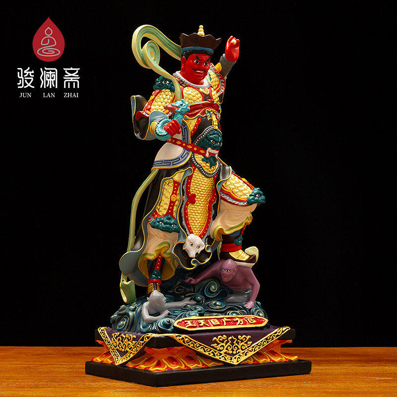 骏澜斋西方广目天王像铜摆件家居客厅办公室佛像供奉工艺装饰品