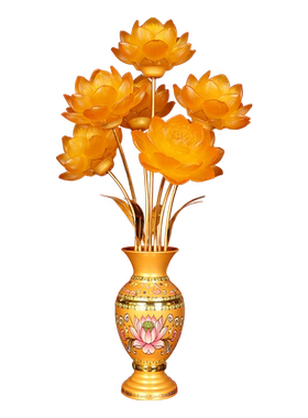 莲花供灯佛前水琉璃家用led插电花瓶供佛灯佛堂菩萨供奉珐琅彩色