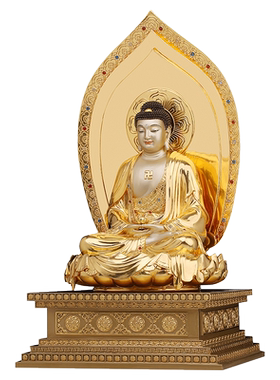 骏澜斋 铜金彩《西方三圣》释迦牟尼 家居饰品 艺术品 佛像摆件