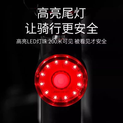 山地自行车夜间骑行后尾灯夜行