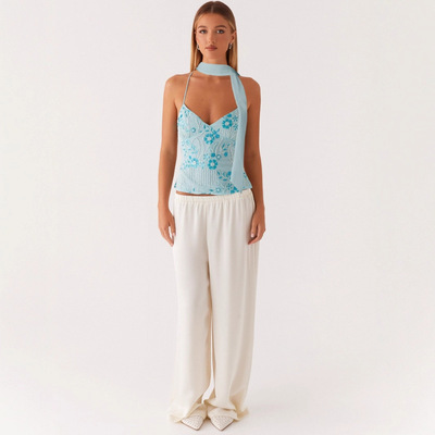 25 Women's Embroidered Sequins Sexy Spice Sling Scarf Top Wo