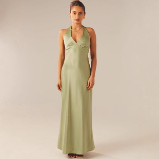 Ins 2025 Style Fashion neck Sexy Backless Dress Long Strap