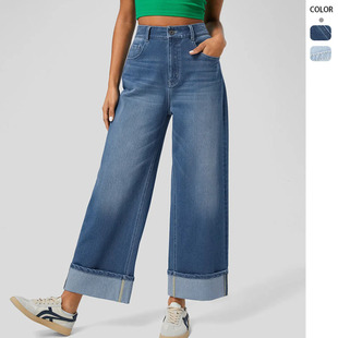 Jeans Cas Waist Women 2025 Straight Leg Pants High Fashion