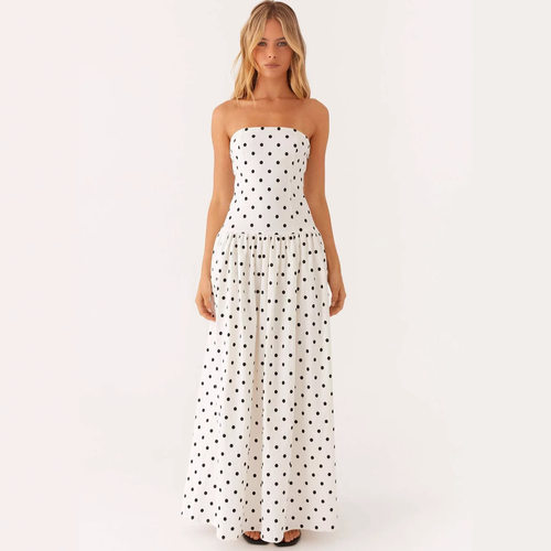 Women 2025 Fashion Spice Girl Printed Sexy Strapless Dress