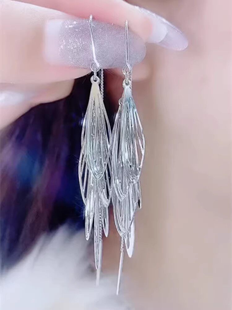 2023新款蜻蜓翅膀耳线女气质长款流苏耳环高级感显脸瘦时尚耳饰潮