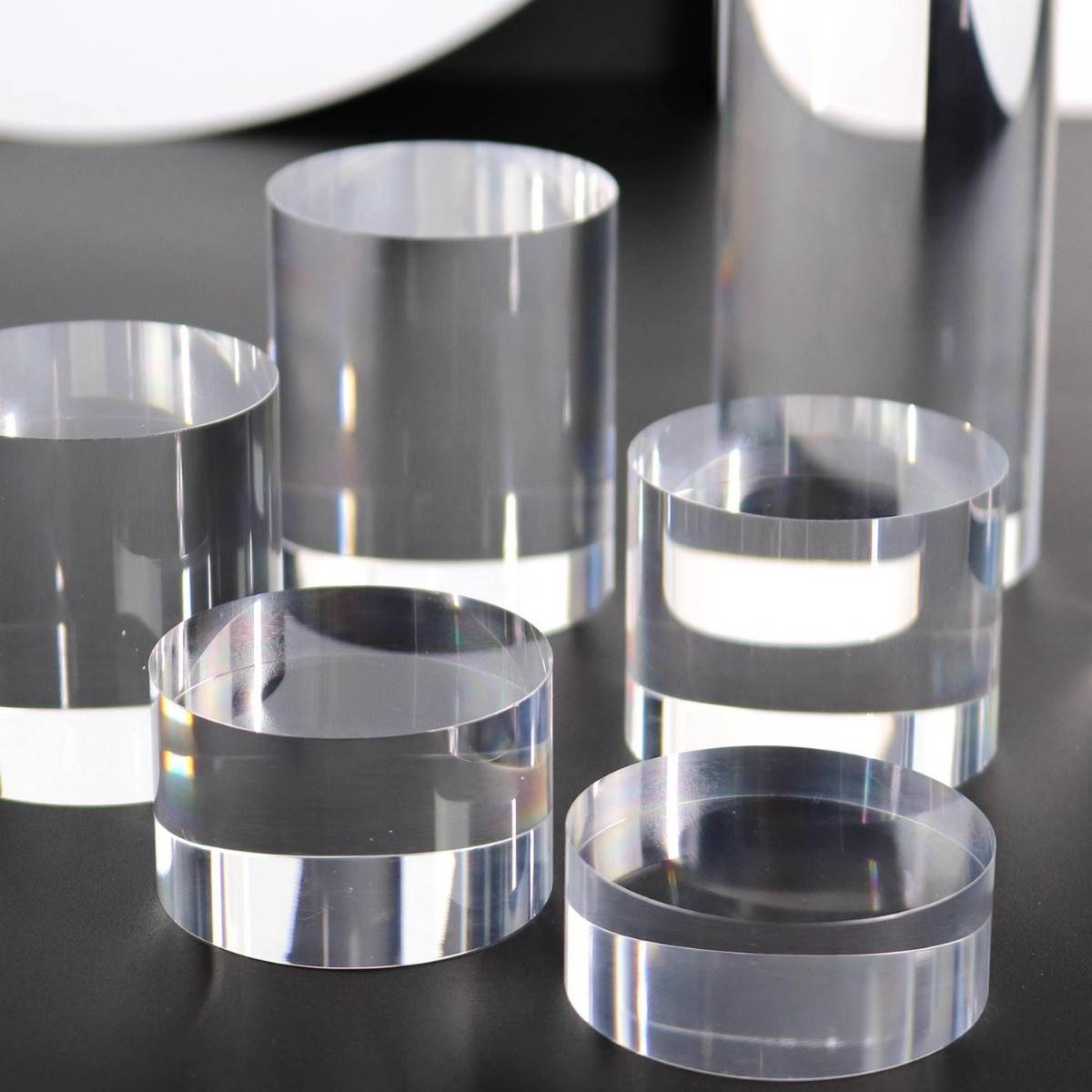 亚克力圆柱展示台高透明珠宝首饰陈列架化妆品增高底座手办模型托