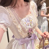 海蓝桃 花雾子cla系Lolita优雅可爱紫色现货lo裙
