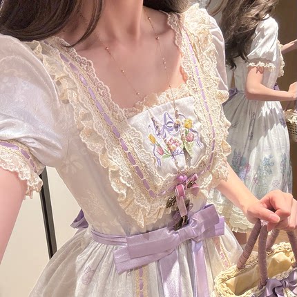 【海蓝桃】花雾子cla系Lolita优雅可爱紫色现货lo裙