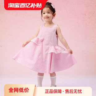 巴拉巴拉女童裙子儿童连衣裙款夏装中幼童格纹无袖公主裙甜美休闲