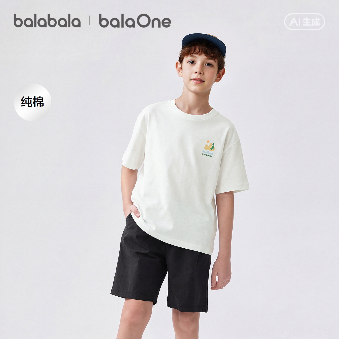 巴拉巴拉童装儿童短袖t恤男童女童2026新款夏装纯棉速干亲子上衣