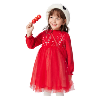 巴拉巴拉童装儿童连衣裙女童裙子拼接小童网纱公主洋气甜美春秋装