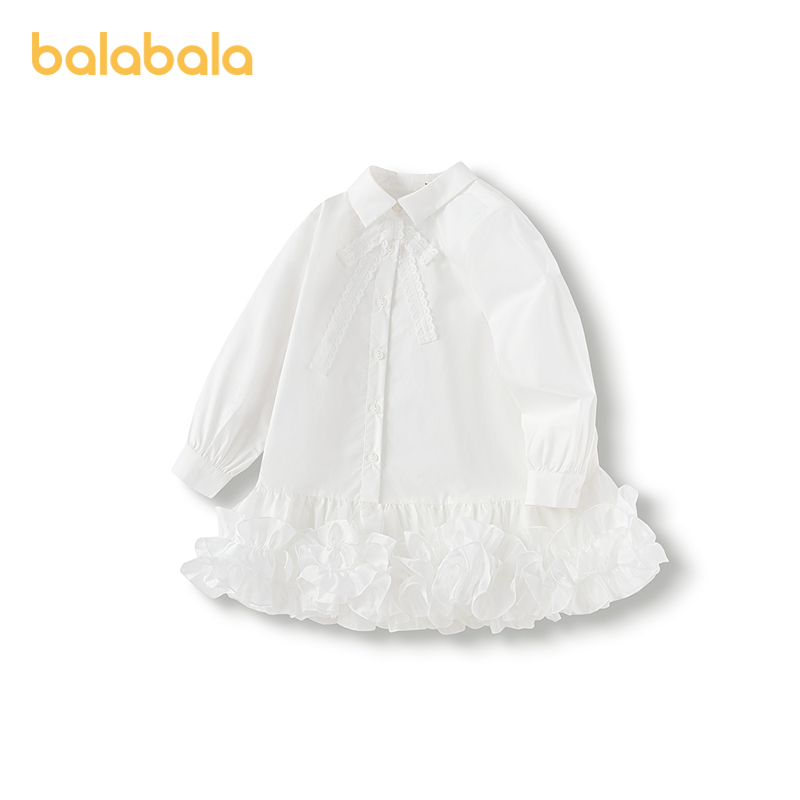 巴拉巴拉连衣裙女童衬衫裙白裙子