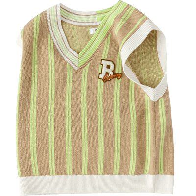 巴拉巴拉童装儿童背心马甲V领针织衫男童条纹毛衣秋季套头衫洋气