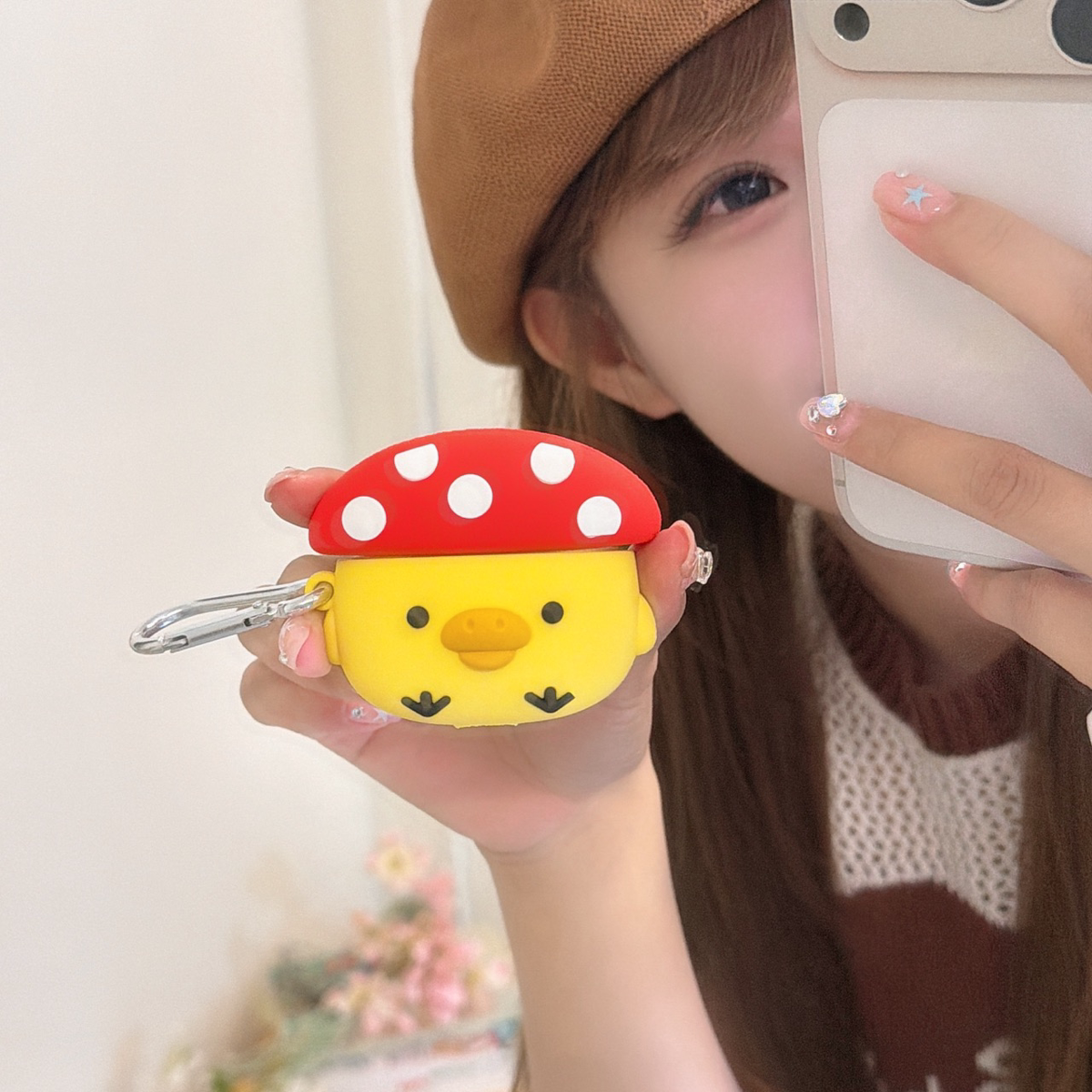 蘑菇鼻孔鸡适用AirPods4代耳机壳苹果无线蓝牙AirPodsPro二代硅胶1/2代软耳塞3代防摔保护壳