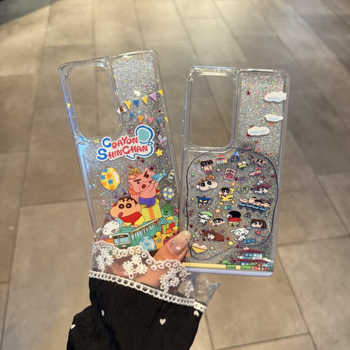 适用于Samsung S26Ultra 韩风蜡笔小新流沙TPU+PC保护套 Galaxy S25Plus S24 S23U手机壳
