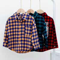 Áo sơ mi nam kẻ sọc cotton 2019 mùa thu mới Hàn Quốc áo sơ mi trẻ em tay dài nam thủy thủ 3 - 7 tuổi - Áo sơ mi áo sơ mi bé trai size đại