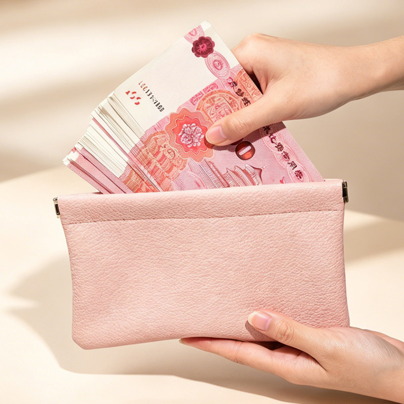 钱包女长款钱夹卡包现金存放高级感大钞皮夹子零钱弹片收纳袋轻便图片
