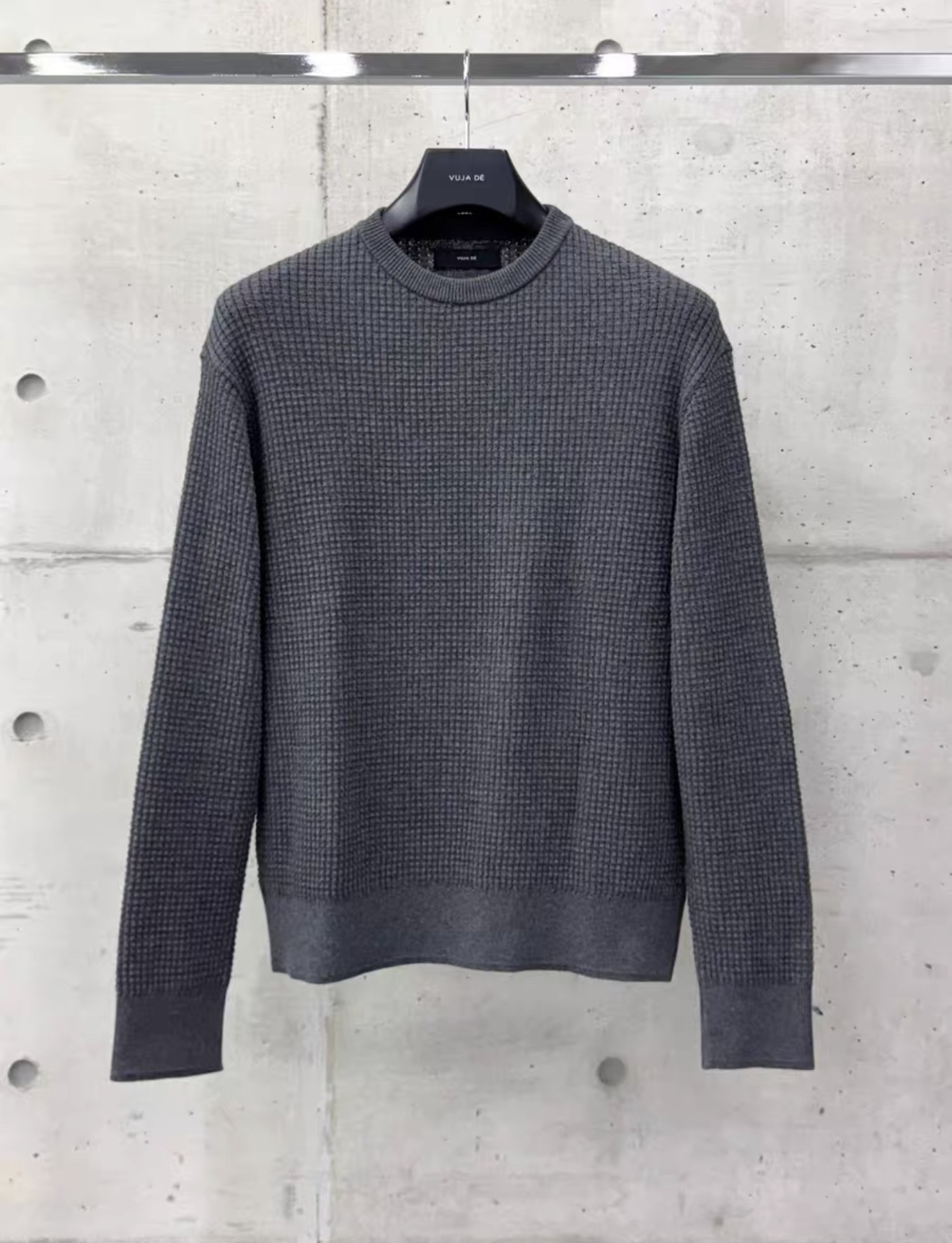 thumbnail for In Stock Vujade 011 Drop2 Waffle Knit Long-Sleeve Base Sweater, Cowhide Wool Blend