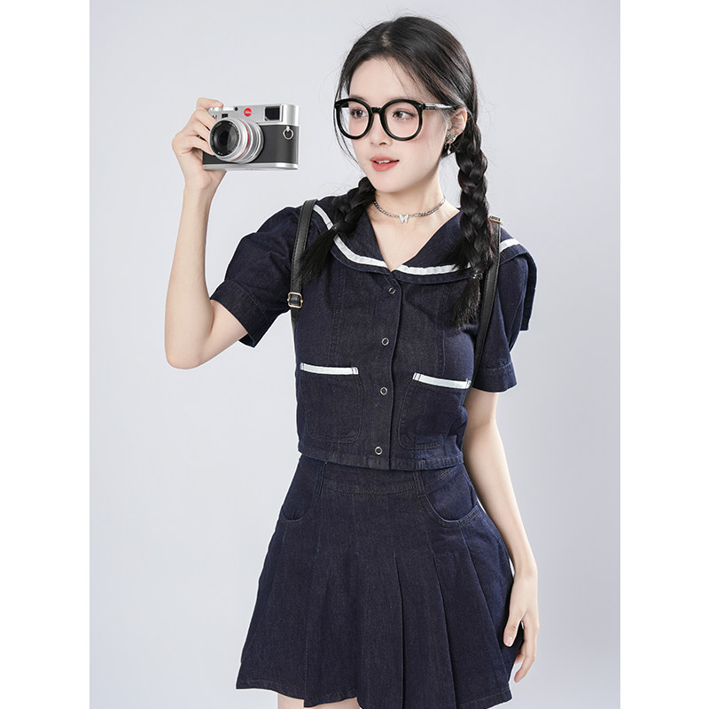 海军少女2024新款海军领两件套
