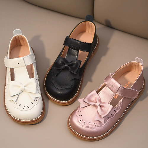 Детские туфли для принцессы, обувь для кожаной обуви для раннего возраста с бантиком, из натуральной кожи, мягкая подошва