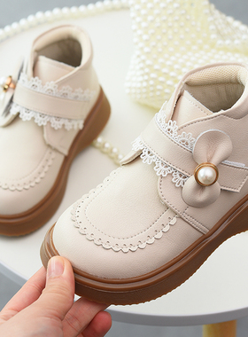 女童皮靴公主靴2025新款冬季童靴加绒真皮女孩短靴二棉儿童马丁靴