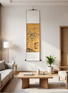 宋代美学挂画国画山水画玄关装饰画蒋廷锡四瑞庆登图中式禅意画