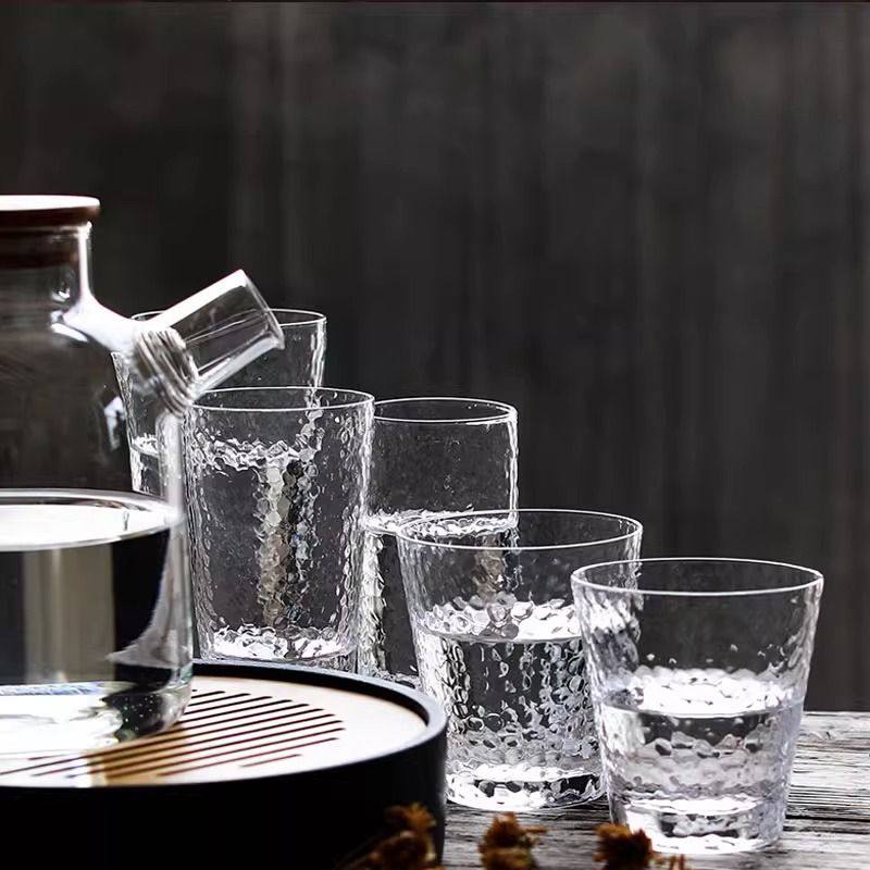 6个装 北欧ins锤目纹玻璃水杯子家用创意冷饮杯鸡尾酒甜品茶杯,餐饮具,清酒杯,淘宝优惠券,粉丝福利购,淘宝优惠卷