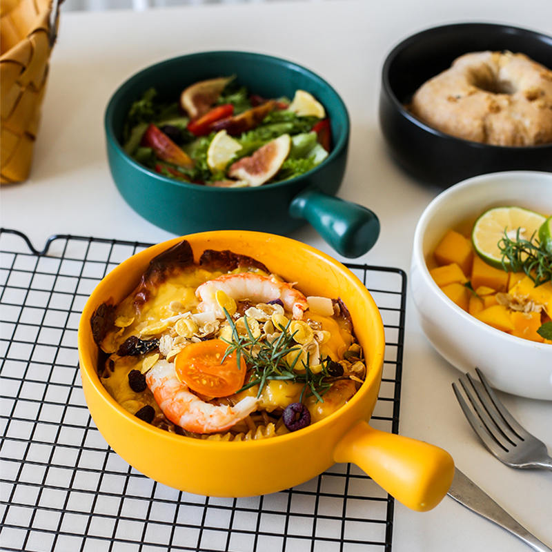 焗意碗创意陶瓷单柄碗家用烘焙